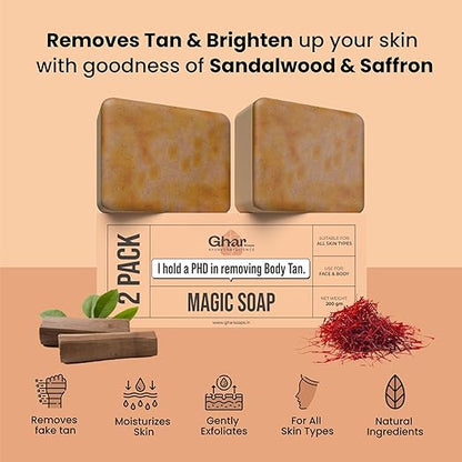 Magic Soap (Sandal Wood and Saffron Soap)(pack of 2)